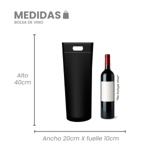 Bolsa TNT para Vino 20x40x10 cms. Resistencia 1.5 Kg. Máx Aprox.